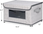 Univivi [4-Pack Fabric Storage Boxes Collapsible Storage Bins with Lids and Handles Cube Organizer Basket for Home, Closet, B