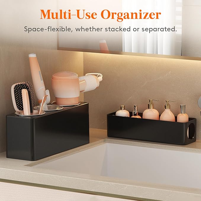 Lifewit Hair Tool Organizer Countertop, Removable Blow Dryer Holder for Bathroom, Acrylic Hot Tools Organizer Storage for Cur