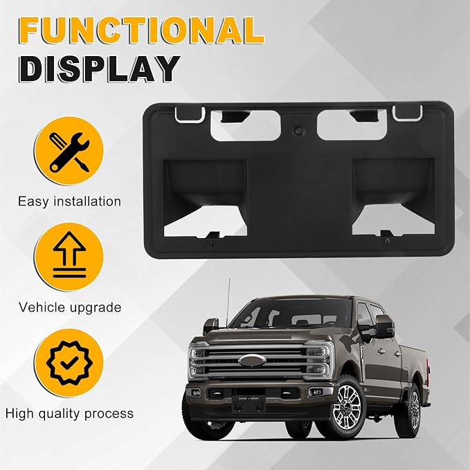 Lower Front License Tag Plate Bracket Compatible with Ford F250 F350 F450 F550 Super Duty 2023 2024 2025 2026, Black Bumper W