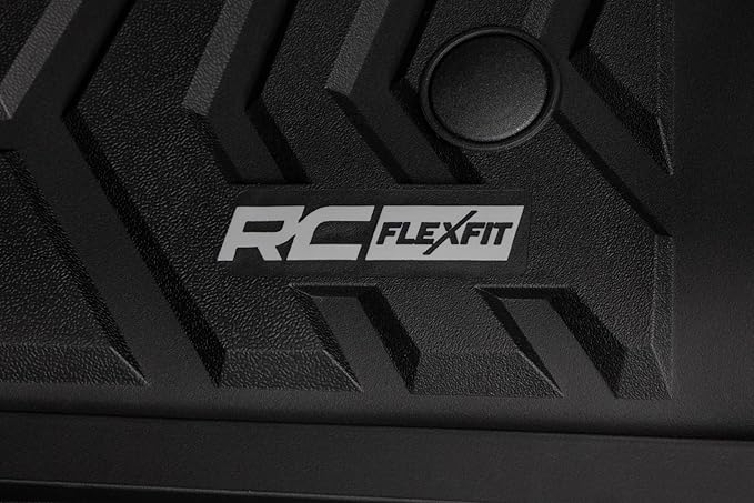 Rough Country Flex-Fit Front Floor Mats for Ford F-250/F-350 Super Duty (2017-2025) Crew Cab - Custom All-Weather Non-Slip TPE Liners w/Spill Saver Lip