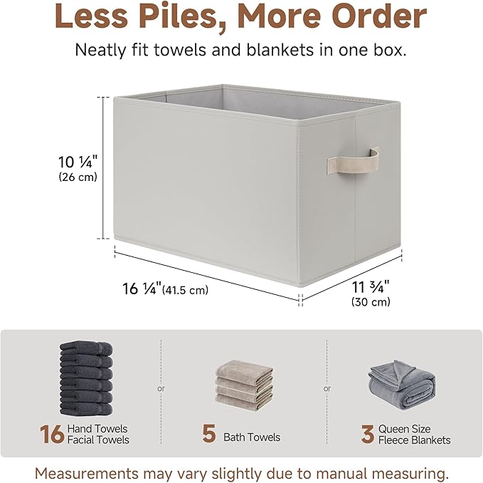 StorageWorks Storage Baskets for Shelves, Fabric Storage Bins, Closet Organization and Storage Baskets, Organizer Bins for Cl