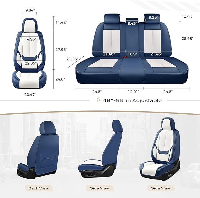 Coverado Seat Covers, Car Seat Covers Full Set, Leather Seat Covers for Cars, Car Seat Protector, Black Car Seat Covers Front