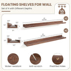 Fun Memories Picture Ledge Shelf, Floating Shelves Set of 4, 36 Inch Picture Shelves for Wall with Ledge, Large Nursery Book 
