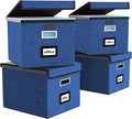 Huolewa Decorative File Organizer Boxes Office Document Storage with Lids, Portable Collapsible Linen Hanging Filing & Storag