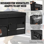 Foldable Car Trunk Organizer with Multi-Compartment - Expandable 30-60L Storage Bin, Side Mesh Pockets, Waterproof 600D Oxford
