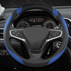 West Llama Customized Auto Car Steering Wheel Cover for Chevy 14.5-15 inches, Steering Wheel Cover for Chevrolet (Black+Blue 