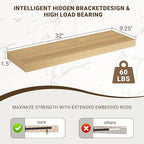 32 Inch Floating Shelves, 3D Textured Wood Grain, 32"x9.25"x1.5" Inch Deep Floating Shelves for Wall, Wooden Shelves for Bath