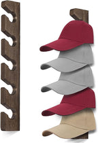 Hat Rack for Wall Baseball Cap Organizer Hanger (2 Pack) Modern Wooden Hat Holder Wall-Mounted Caps Display for Closet Door B