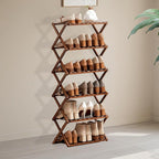 Jessie Bamboo Shoe Rack,Free Standing Shoe Rack for Closet,Portable Folding Shoe Storage Rack, Space Saving,Shoe Shelf for Be