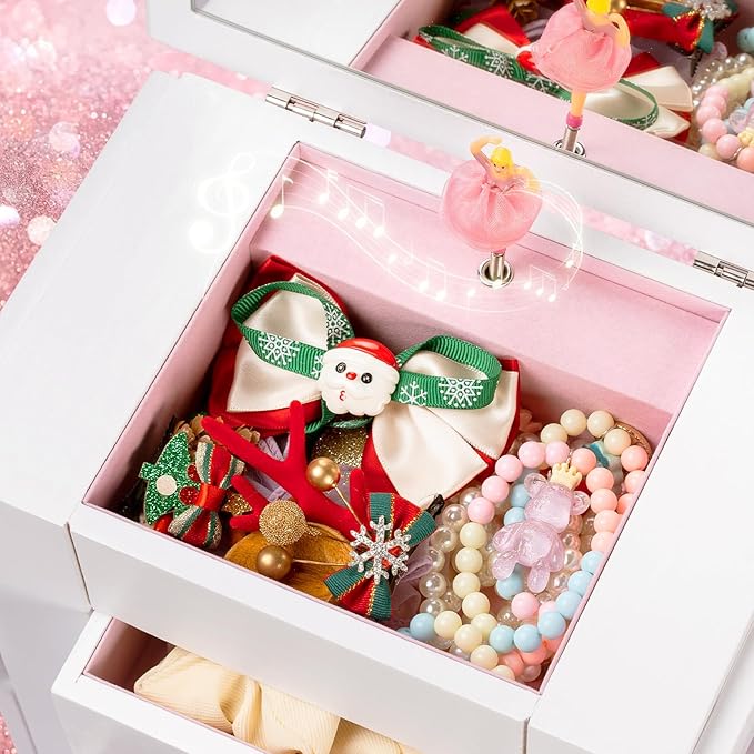 Emfogo Jewelry Box for Girls, Musical Jewelry Box with Spinning Dancer Gifts for Little Girls Christmas New Year Birthday Chi