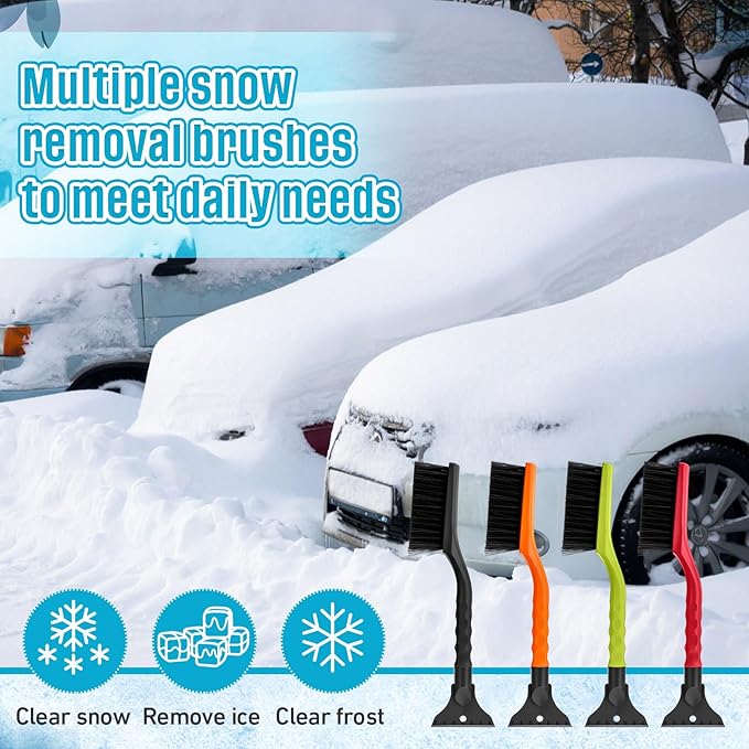 Uiifan 12 Pcs 16 Inch Winter Car Snow Brush Set Ice Scraper and Snow Brush for Car Windshield, Soft Bristle Head, 2 in 1 Winter Removal Tool for SUV and Truck Multi Functional Accessories Gift