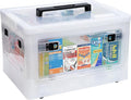 Gifhomfix Extra Large Medicine Storage Box with Handles, First Aid Box Clear Medical Supply Organizer with Removable Tray, Mu