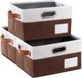 PRANDOM Foldable Storage Bins with Handles [3-Pack] Fabric Collapsible Storage Boxes Baskets Cubes Containers with Handles fo