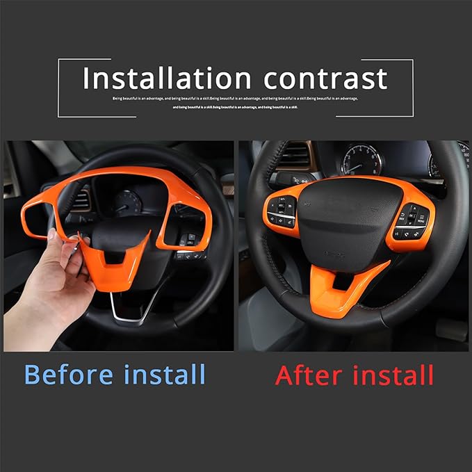TOYCIDFG Steering Wheel Cover Trim Compatible with Ford Maverick 2022-2025 Car Interior Decoration Accessories (Orange)
