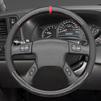 MEWANT Hand Stitch Steering Wheel Cover for Chevy Silverado 1500 2003-2006 Carbon Fiber Faux Leather Steering Wheel Wrap