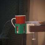 Original Large Desk Cup Holder Clamp – Cup-Holster, The Anti-Spill Cup Holder for Table, Office & Gaming – Multi-Directional 