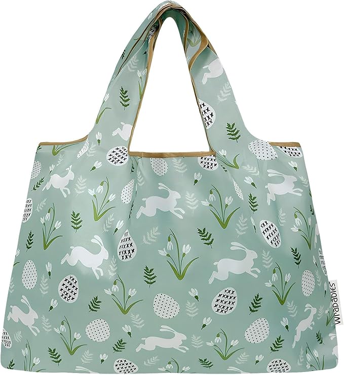 allydrew Large Foldable Tote Nylon Reusable Grocery Bags, 6 Pack