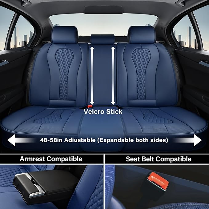Coverado Seat Covers, Car Seat Covers Full Set, Blue Car Seat Cover, Car Seat Covers Front Seats Back Seat Cover, Waterproof 