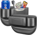 Car Seat Gap Filler & Organizer，2 Pack Black Car Leather Cup Holder Gap Bag,Men Car Interior Accessories，Seat Gap Storage Box for Storage Sunglasses、Phone、Key