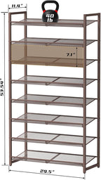 8Tier Metal Tall Shoe Rack,Large Shoe Rack for Closet,entryway,Garage, with Adjustable Flat or Angled Shelves, Hold 32-40 Pai