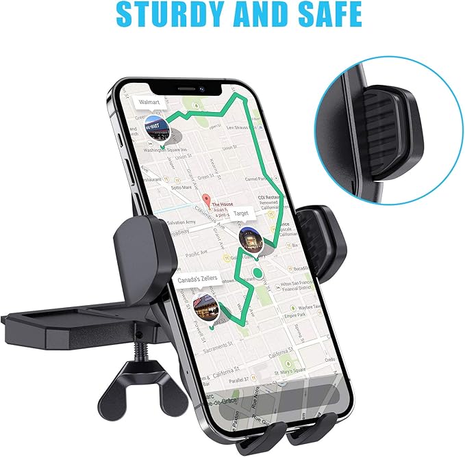 WixGear Universal Car Phone Mount CD Slot Car Mount Holder with New Gravity Self-Locking Design Mount, Compatible with All Phones (New Self-Locking)
