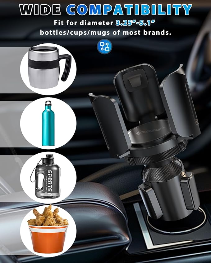 IPOW 2Pack Car Cup Holder Expander with Adjustable Holder & Base, Compatible with Yeti Ramblers, Hydro Flasks Most Coffee Mug