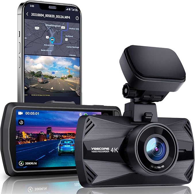 YEECORE D21 Dash Cam, Real 4K Dash Camera Front 5G WiFi GPS, 3" LCD Super Night Vision Car Camera, 157°Wide Angle Dash Camera