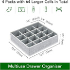 Joyoldelf Sock Drawer Organizer Divider Underwear Organizer 16-cell Fabric Dresser Drawer Organizers Storage Boxes for Socks 