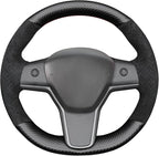 MEWANT Hand Stitched Steering Wheel Cover for Tesla Model 3 2017-2023 / Model Y 2020-2023 for Tesla Model 3/Y Accessories(3D Style)