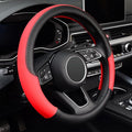 LABBYWAY Steering Wheel Cover, Universal Fit 15 Inch Microfiber Leather Car Wheel Protector, Anti-Slip, Red