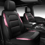 CAR PASS Memory Foam Car Seat Covers,Air Cool Mesh Thick Seat Covers Front Seats,Pink Metal Film Leather Seat Cover for Car,U