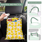 Cute Car Trash Can, Hanging Canvas Car Back Seat Organizer and Storage Bag, Funny Car Trash Bag For Travelling, Outdoor Cute Yellow Duck