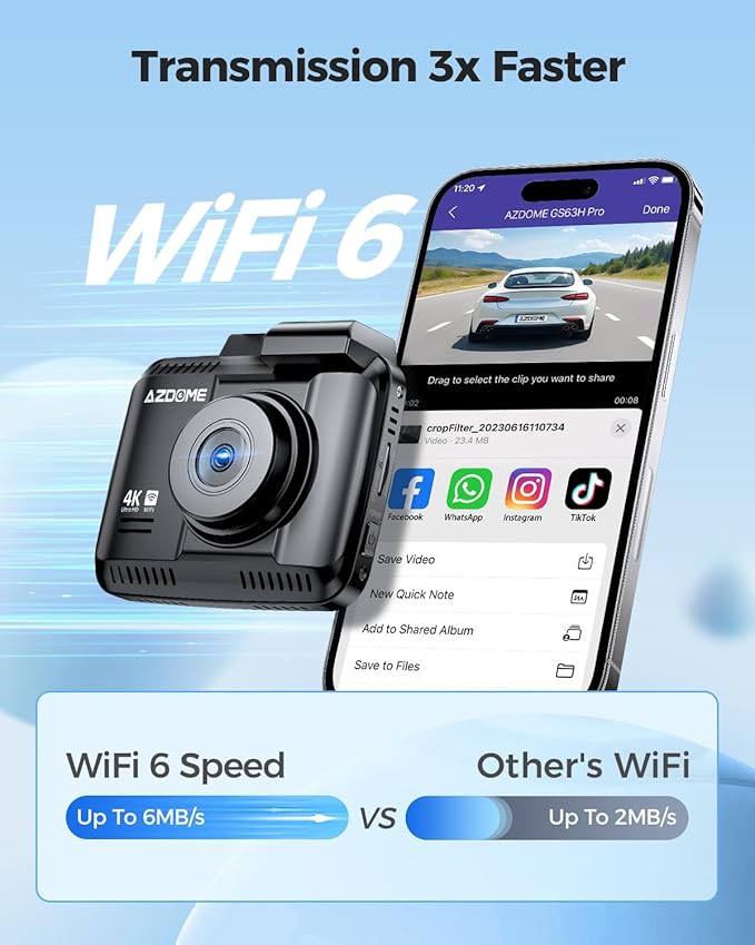 AZDOME GS63H Pro 2CH Dash Cam 4K with Super Night Vision & ADAS 24H Parking Mode - 4K Dual Dash Cam - Built-in WiFi - GPS Tra