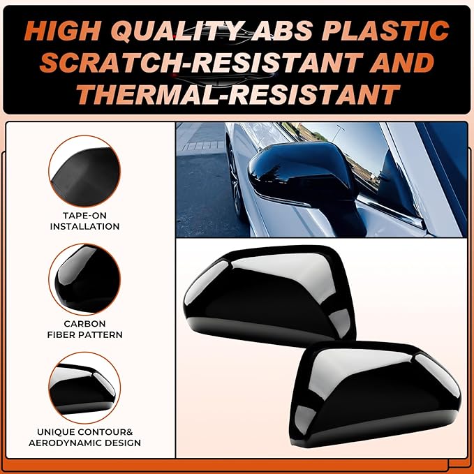 ACLONG Glossy Black Mirror Covers Fit for Toyota Camry 2018-2025 – Driver & Passenger Side Rearview Cap Replacement (1 Pair)