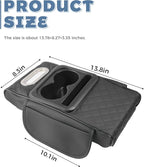 Car Armrest Storage Box,Car Accessories Console Organizers and Storage,Universal Waterproof Leather Console Cover with Cup Holder and Phone Holder,Suitable for Most Cars (Embroidered, Black)