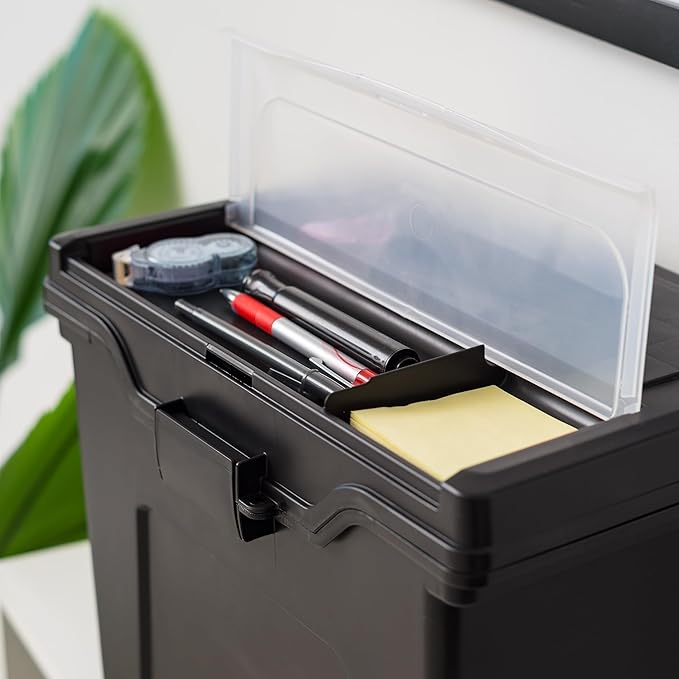 IRIS USA File Box with Lid File Organizer for Letter File w/Organizer-Lid, Plastic Mobile Filing Organizer, Water Resistant D