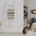 2 Pack Blanket Ladder Decorative Towel Rack Holder for Bathroom, Wall Leaning Metal Drying Quilt Stand for Living Room Bedroo