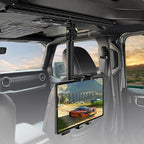 MAIKER Backseat Tablet Holder, Adjustable Hanging iPad Holder Mount Compatible with 2018-2025 Jeep Wrangler JL & 2020-2025 Gladiator JT, Road Trip Essentials for Kids for 4.92‘’~9.25’’ Devices Black