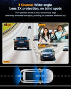 3 Channel Dash Cam, Dash Cam Front and Rear Inside, 5.8GHz WiFi Built-in GPS, Free 64GB Card, 3.2" IPS Screen, 4k Dash Camera