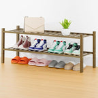 Smiry Shoe Rack, 2 Tier Thick Long Bamboo Shoe Organizer, Stackable Free Standing Wooden Shoe Storage Shelf for Closet, Entry
