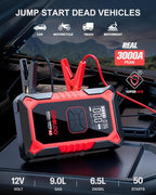 GOOLOO A3 Jump Starter with Air Compressor, 3000A Portable Car Battery Booster (9.0 Gas/6.5L Diesel) with 150PSI