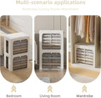 FHSQX 6 Pack Clothes Storage Bins with Metal Frame- Foldable Storage Bins for Clothes Linen Fabric Storage Box with Opening C