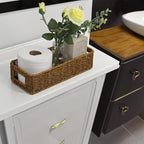 Basket for Toilet Paper Storage, Waterproof Wicker Baskets for Bathroom Counter Organizer, Small Storage Basket for Organizin