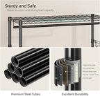 Simple Trending Heavy Duty Clothing Rack 3 Tiers Adjustable Wire Shelving Clothes Rack with Double Rods and Side Hooks, Frees