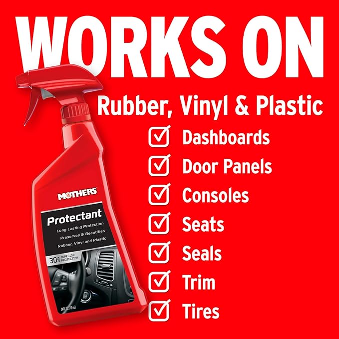 Mothers Protectant, 24 oz. – Long-Lasting UV Protection for Rubber, Vinyl & Plastic, Shields Dash, Trim, Bumpers & Tires from