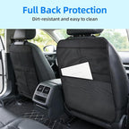 Back Seat Cover for Kids – 2 Mesh Pockets + 1 X-Large Storage Organizer, Waterproof Car Seat Back Protector for Vehicles, Protects Upholstery from Dirt, Mud & Scratches, Black (2)