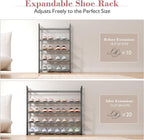 Bumusty 5-Tier Expandable Shoe Rack for Closet, 18“-33” Adjustable Shoe Rack for Small Space, Small Shoe Organizer for Front 