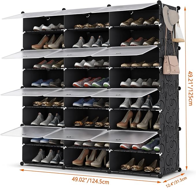 HOMIDEC Shoe Rack Organizer, 8 Tier Shoe Storage Cabinet 48 Pair Plastic Shoe Organizer Shelves for Closet Hallway Bedroom En