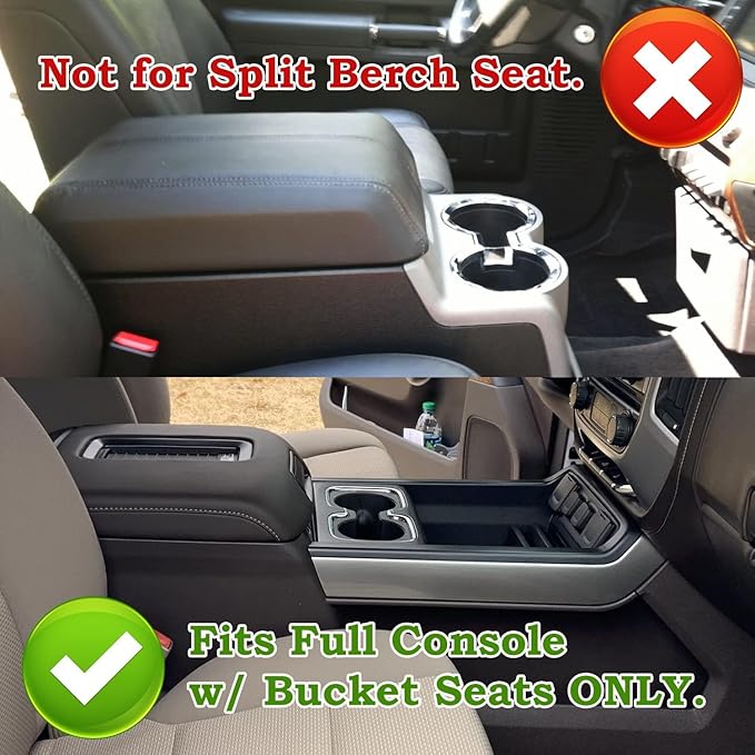 Center Console Organizer Compatible with 2015-2020 Chevy Yukon Tahoe Suburban and 2014-2018 GMC Sierra Silverado Tray Accessories Armrest Storage-Full Console w/Bucket Seats ONLY