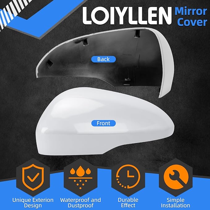Driver Side Mirror Cover Replacement for Ford Fusion Ford Fusion 2013 2014 2015 2016 2017 2018 2019 2020 2021 2022 - Left Side Mirror Covers, Rear View Mirror Cap Accessories With Lamp, White